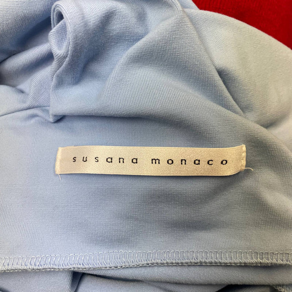 Susana Monaco Fitted Light Blue Spaghetti Strap Midi Dress Sz M - Picture 5 of 5